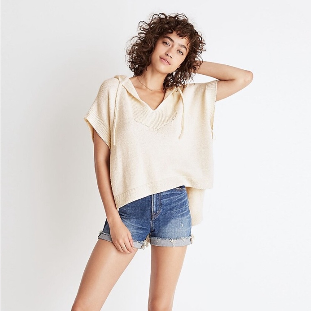 NWT Madewell cotton Hoodie Sweater Size s/m color: cream